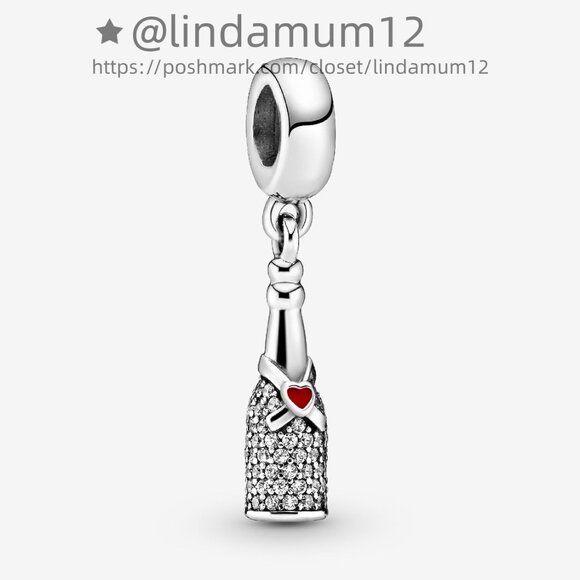 Pandora Sparkling Wine Bottle Dangle Charm - Picture 1 of 4